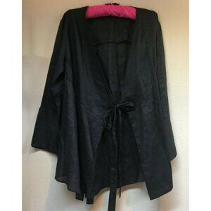 Matthildur Women's Ramie Tie Front Jacket Cardigan Size 4 Black Lightweight